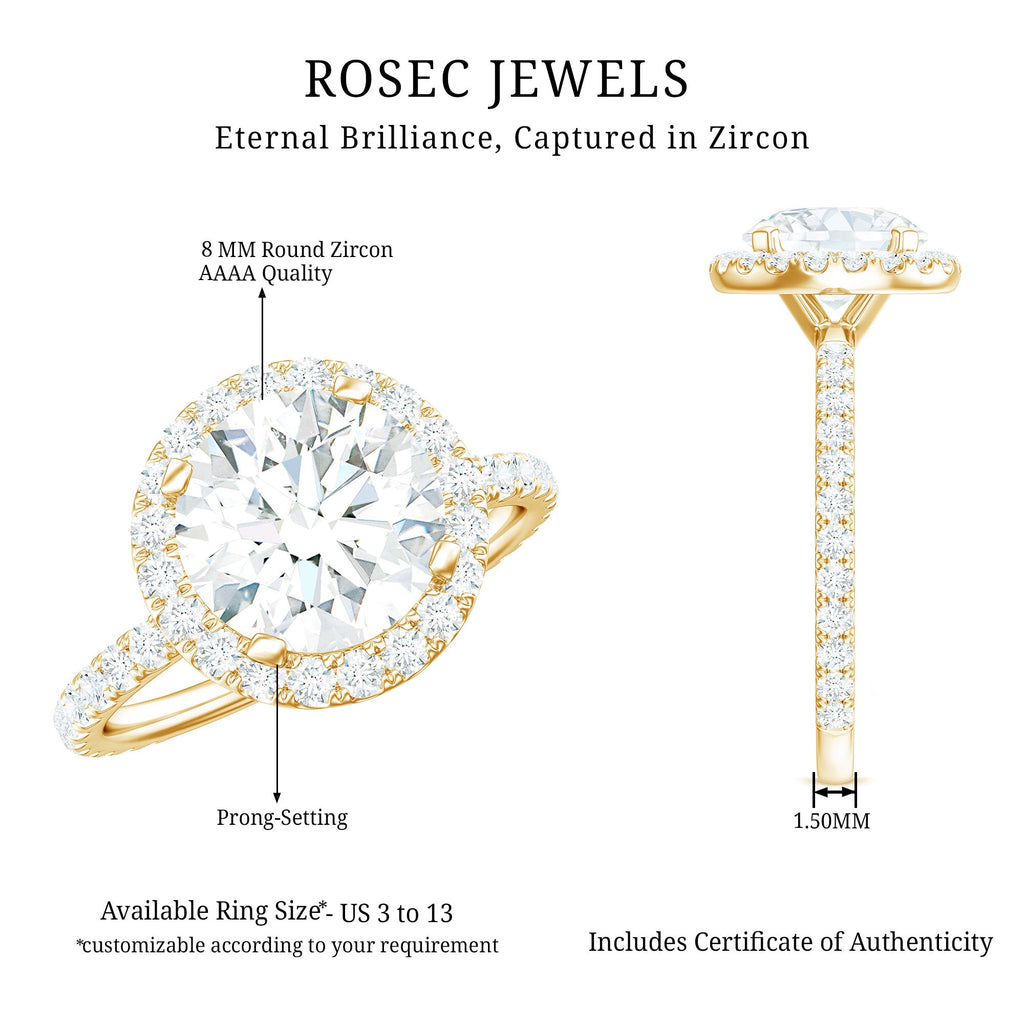 Certified Cubic Zirconia Classic Floating Halo Engagement Ring