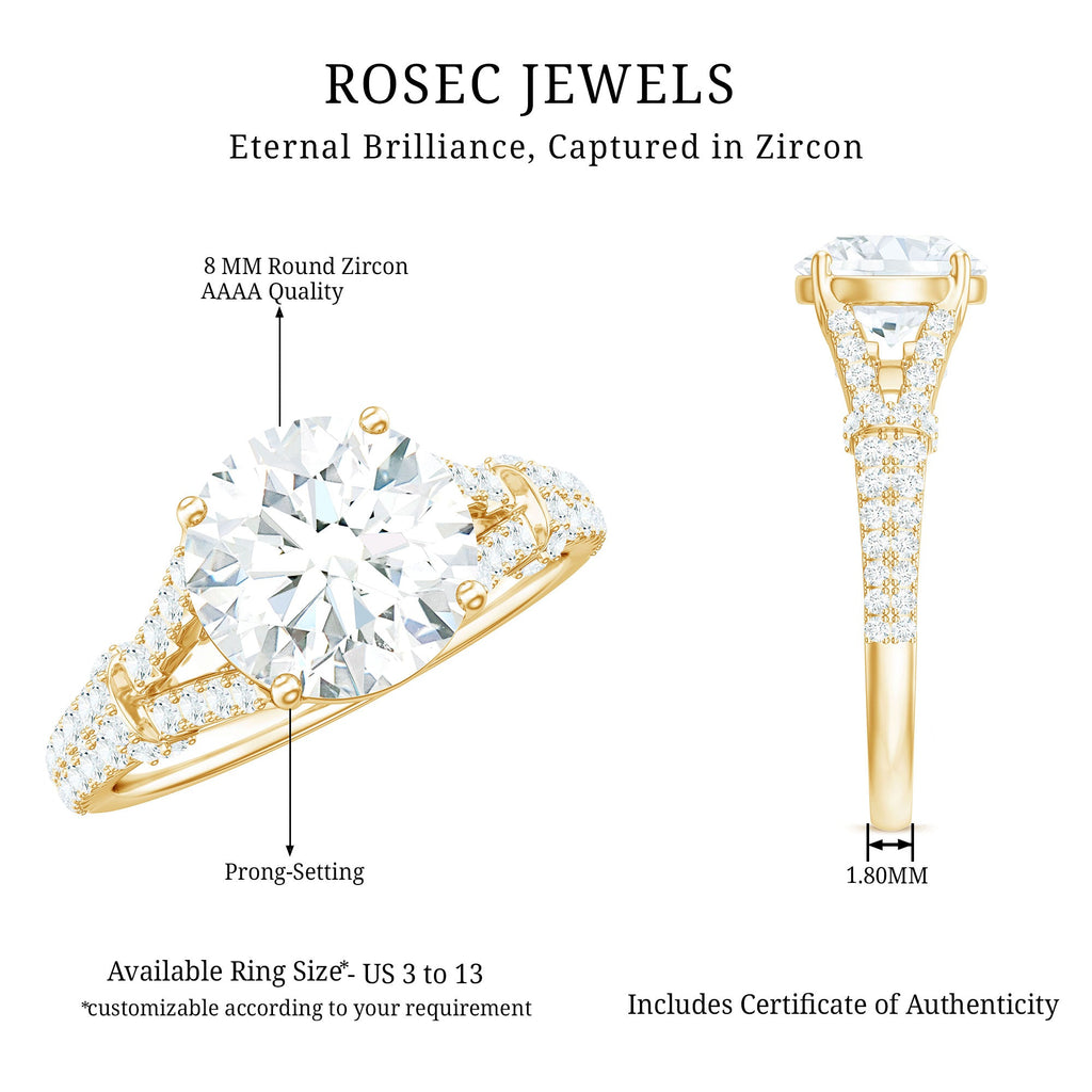 3 CT Simulated Diamond Solitaire Engagement Ring with Split Shank