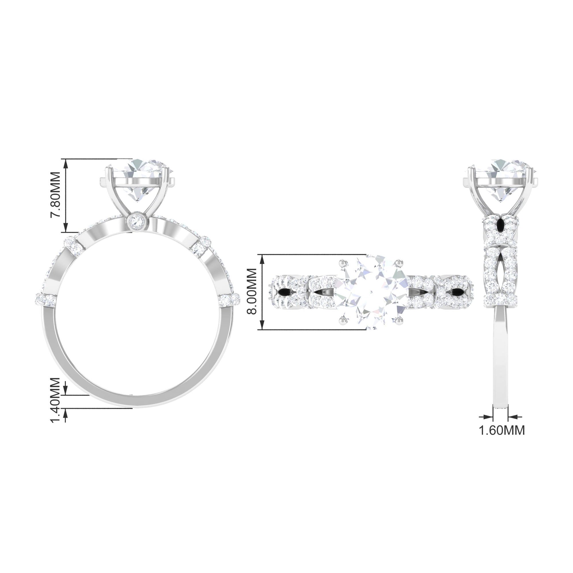 3 CT Solitaire Cubic Zirconia Criss Cross Engagement Ring