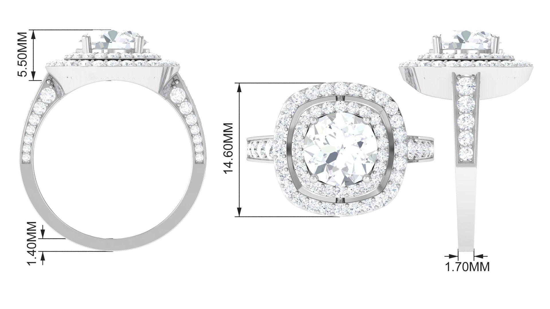 Cubic Zirconia Double Halo Engagement Ring