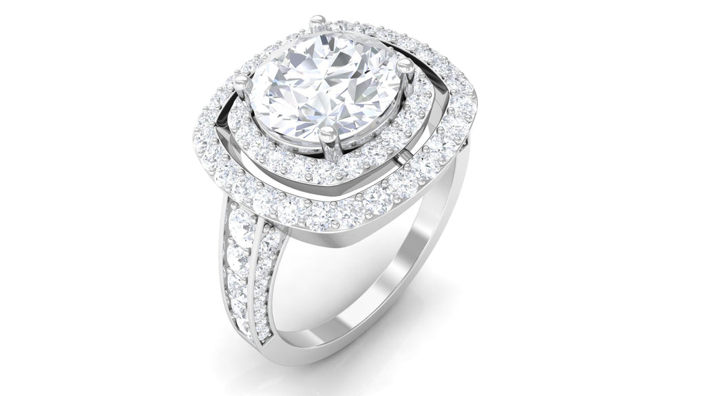 Cubic Zirconia Double Halo Engagement Ring