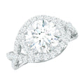 Round Shape Zircon Crossover Engagement Ring in Gold