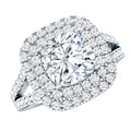 Vintage Style Cubic Zirconia Double Halo Engagement Ring with Split Shank