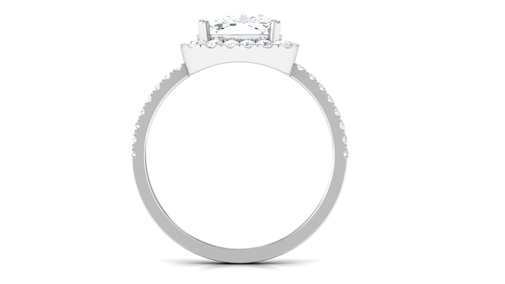 4.25 CT Cushion Cut Zircon Engagement Ring with Halo