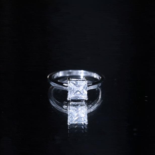 Princess Cut Zircon Solitaire Ring in Prong Setting