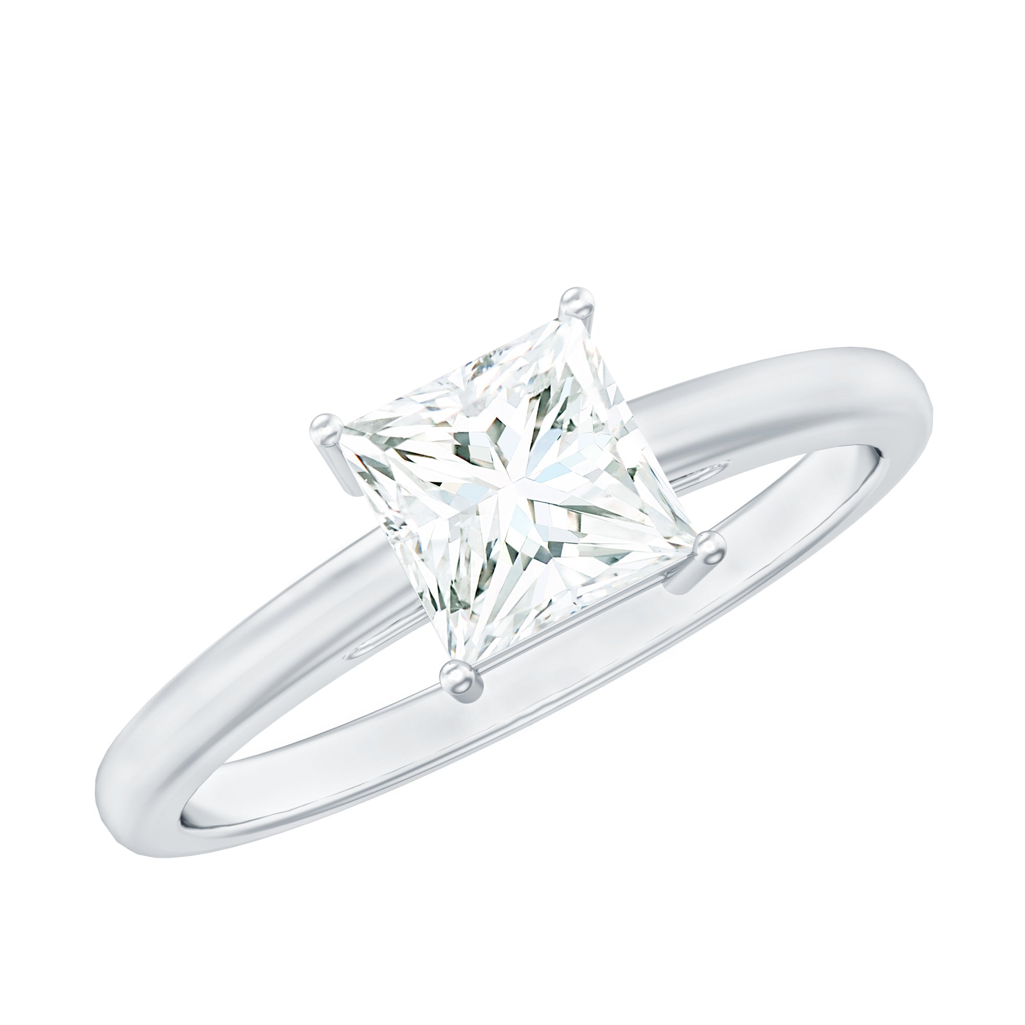 Princess Cut Zircon Solitaire Ring in Prong Setting
