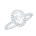 Oval Zircon Halo Engagement Ring