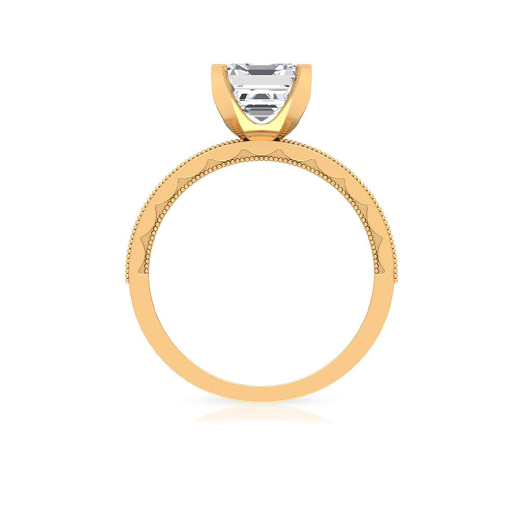 Asscher Cut Zircon Solitaire Engagement Ring