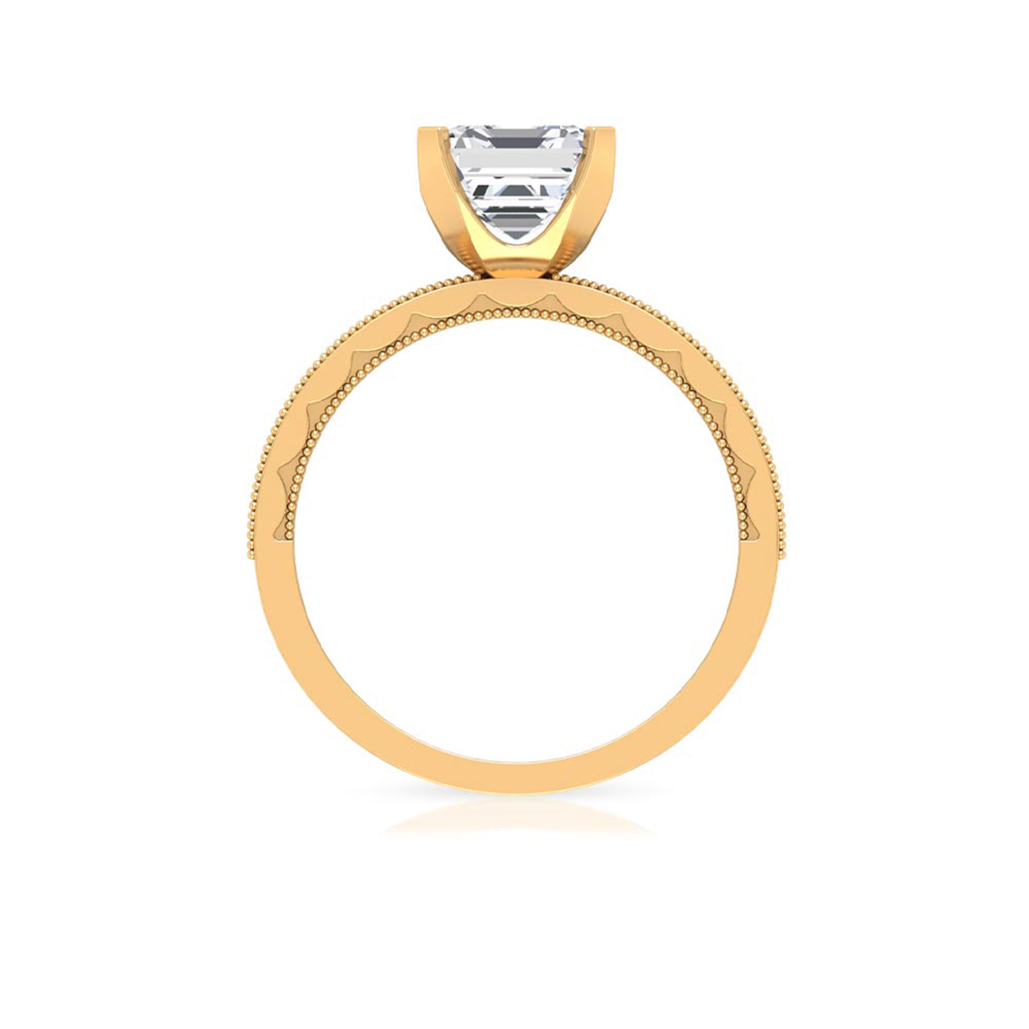 Asscher Cut Zircon Solitaire Engagement Ring