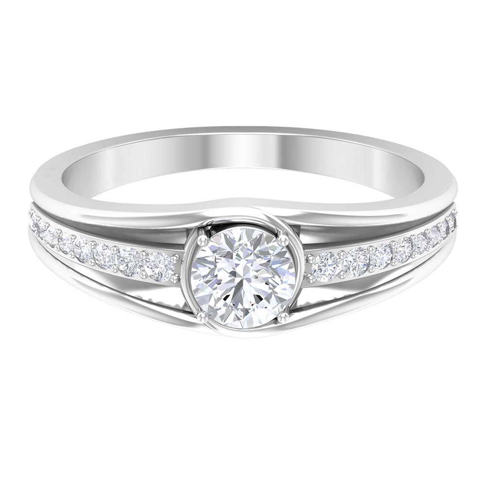 Cubic Zirconia Solitaire Band Ring