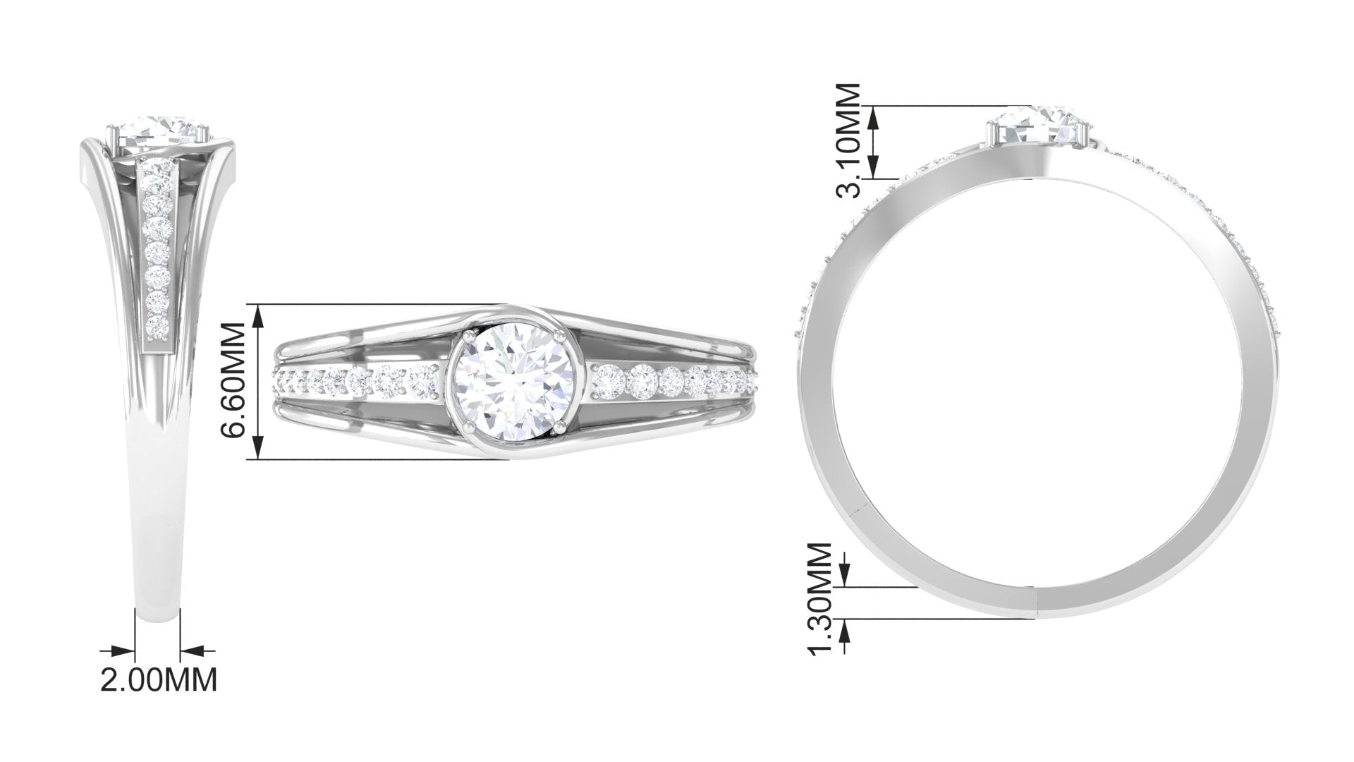 Cubic Zirconia Solitaire Band Ring
