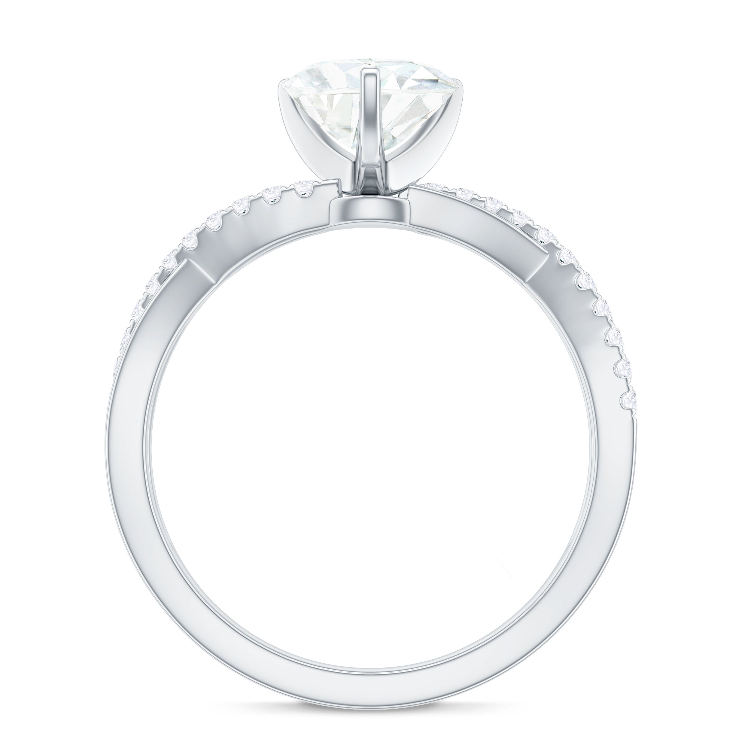 Zircon Crossover Solitaire Engagement Ring