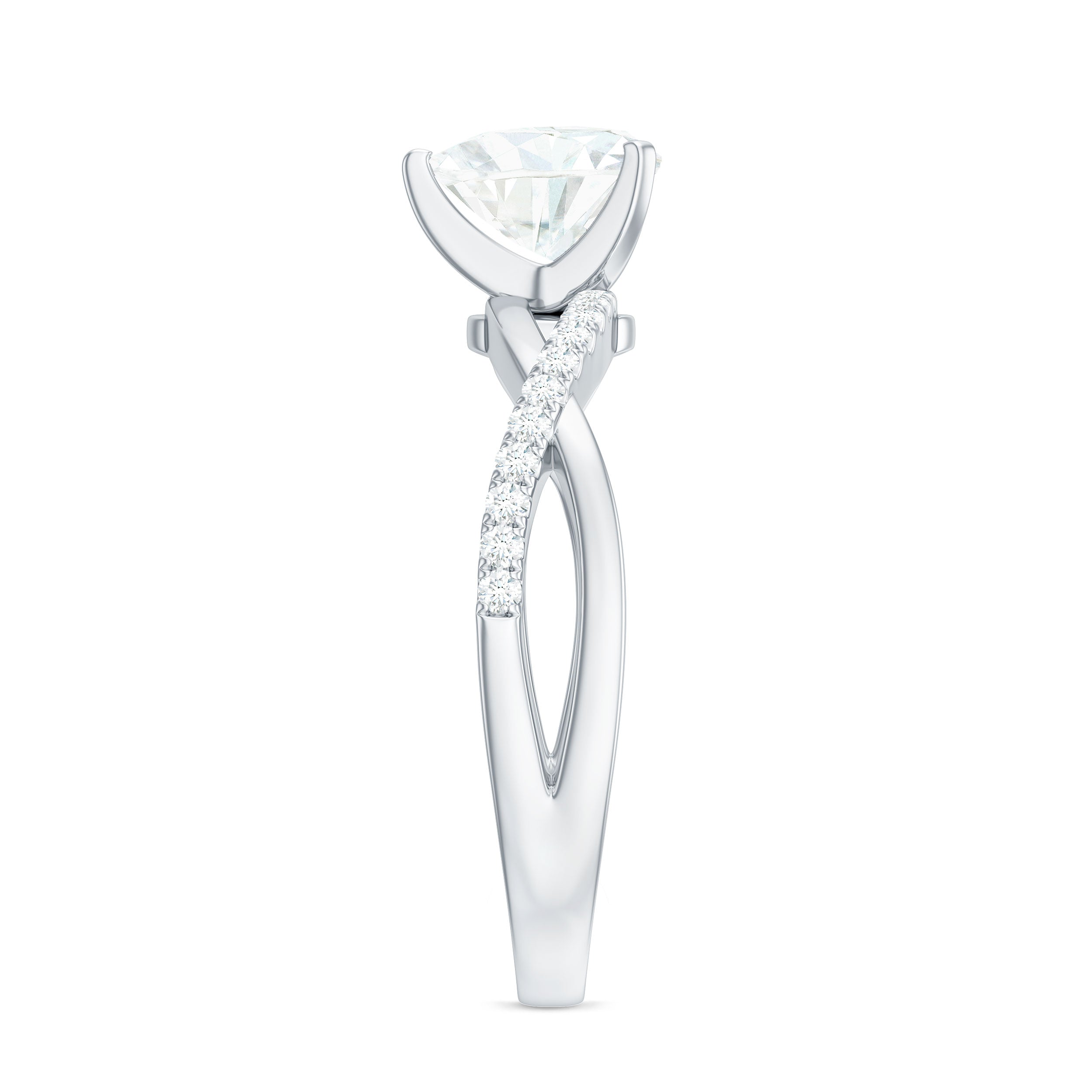 Zircon Crossover Solitaire Engagement Ring