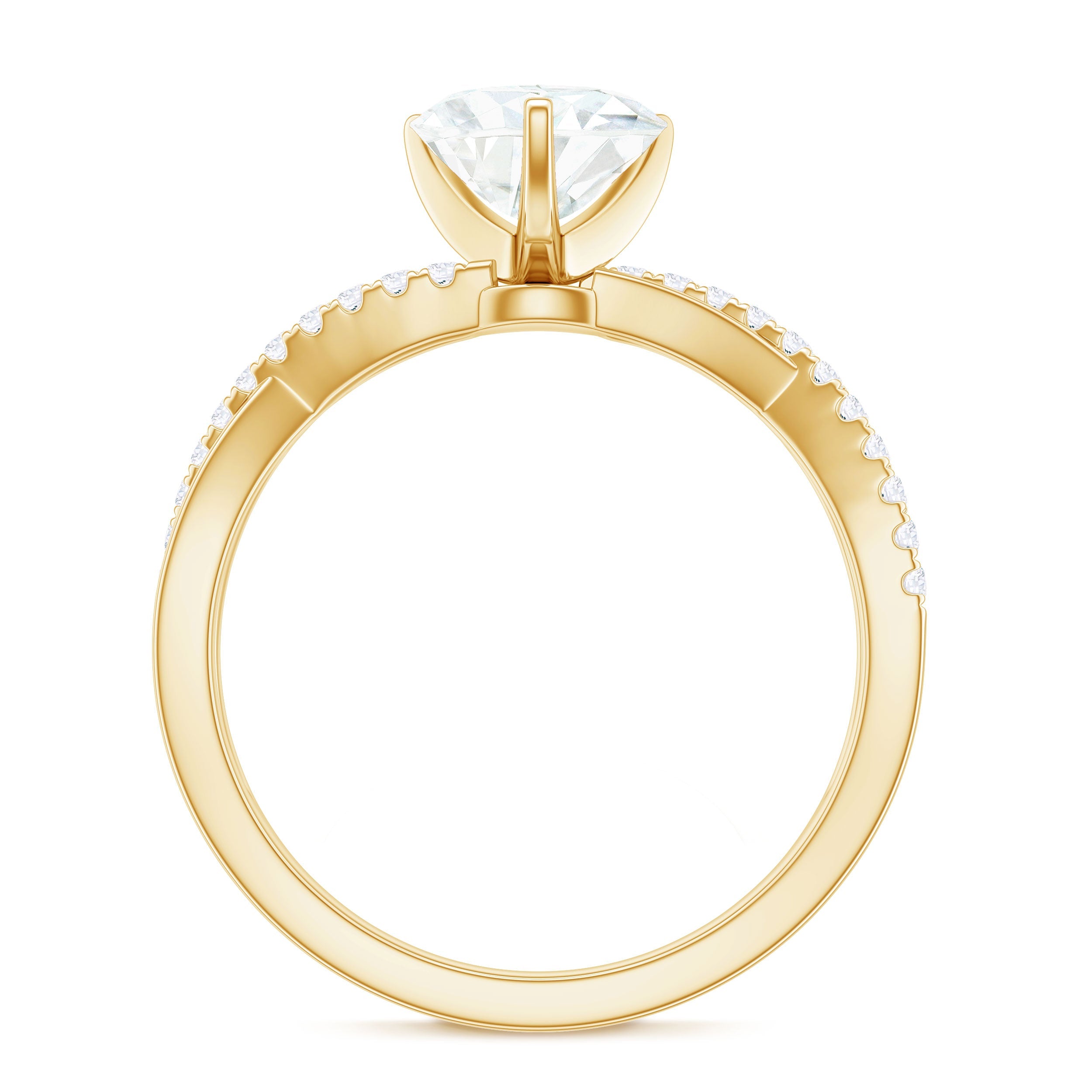 Zircon Crossover Solitaire Engagement Ring