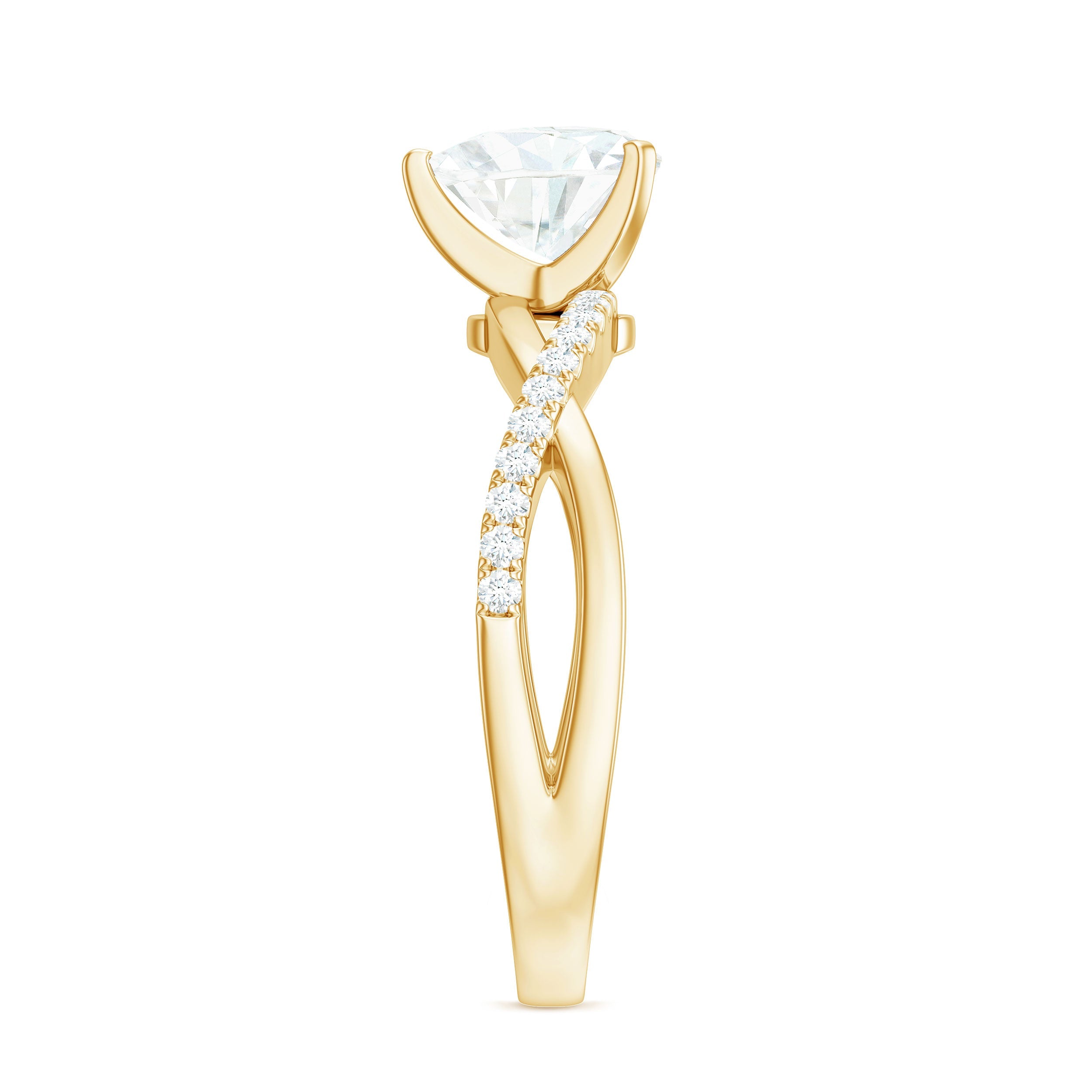Zircon Crossover Solitaire Engagement Ring