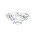 3.5 CT Asscher Zircon Designer Solitaire Engagement Ring in Petal Prong Setting