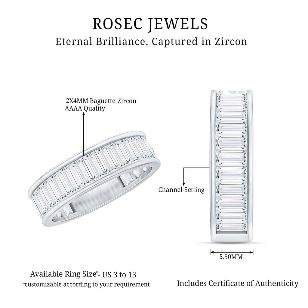 Baguette Cut Zircon Eternity Anniversary Band Ring