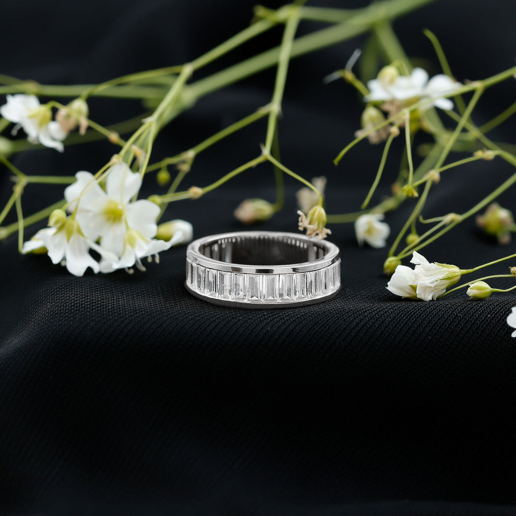 Baguette Cut Zircon Eternity Anniversary Band Ring