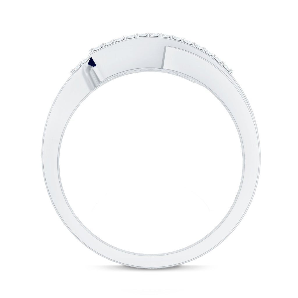 0.50 CT Blue Sapphire Three Stone Bypass Ring with Diamond Accent