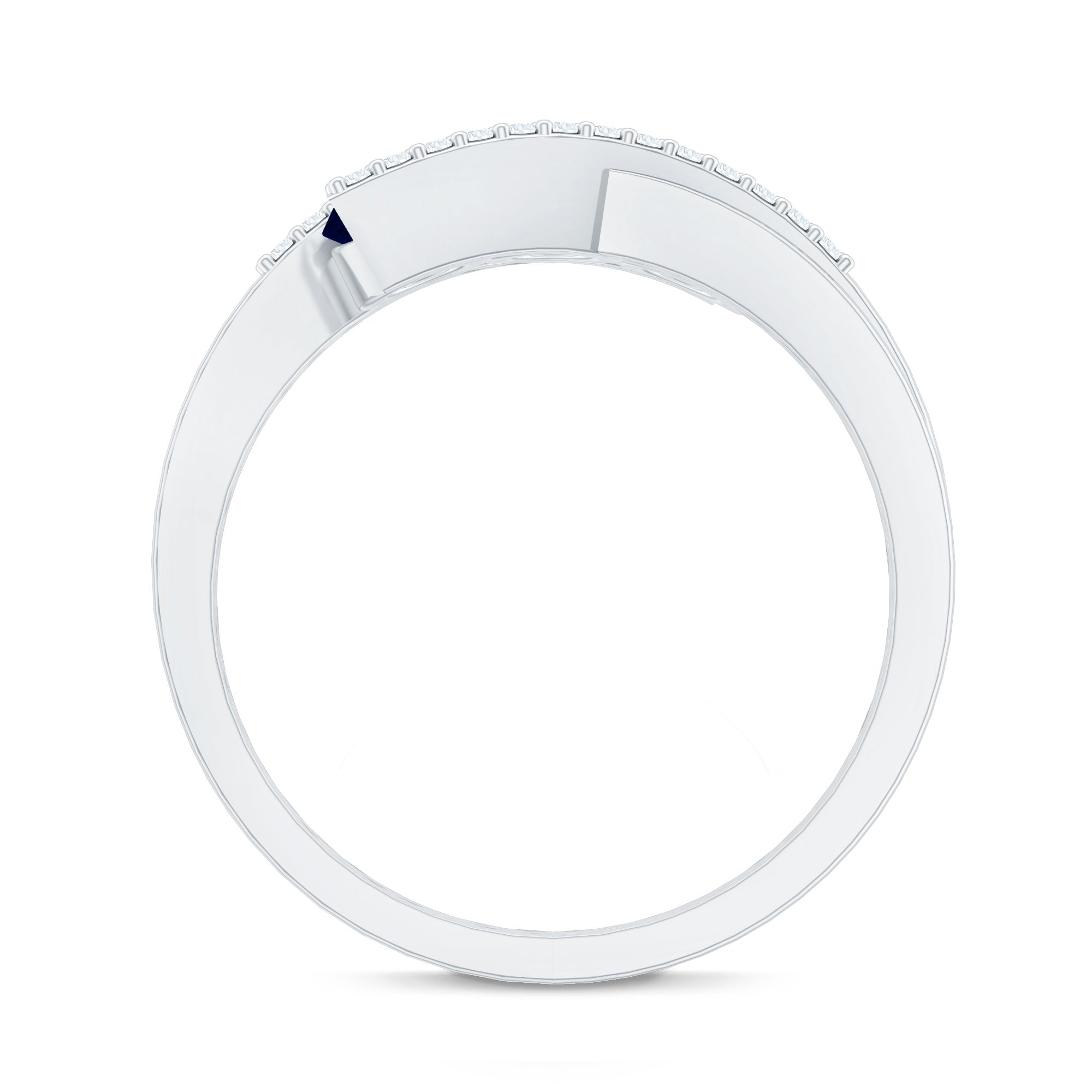 0.50 CT Blue Sapphire Three Stone Bypass Ring with Diamond Accent