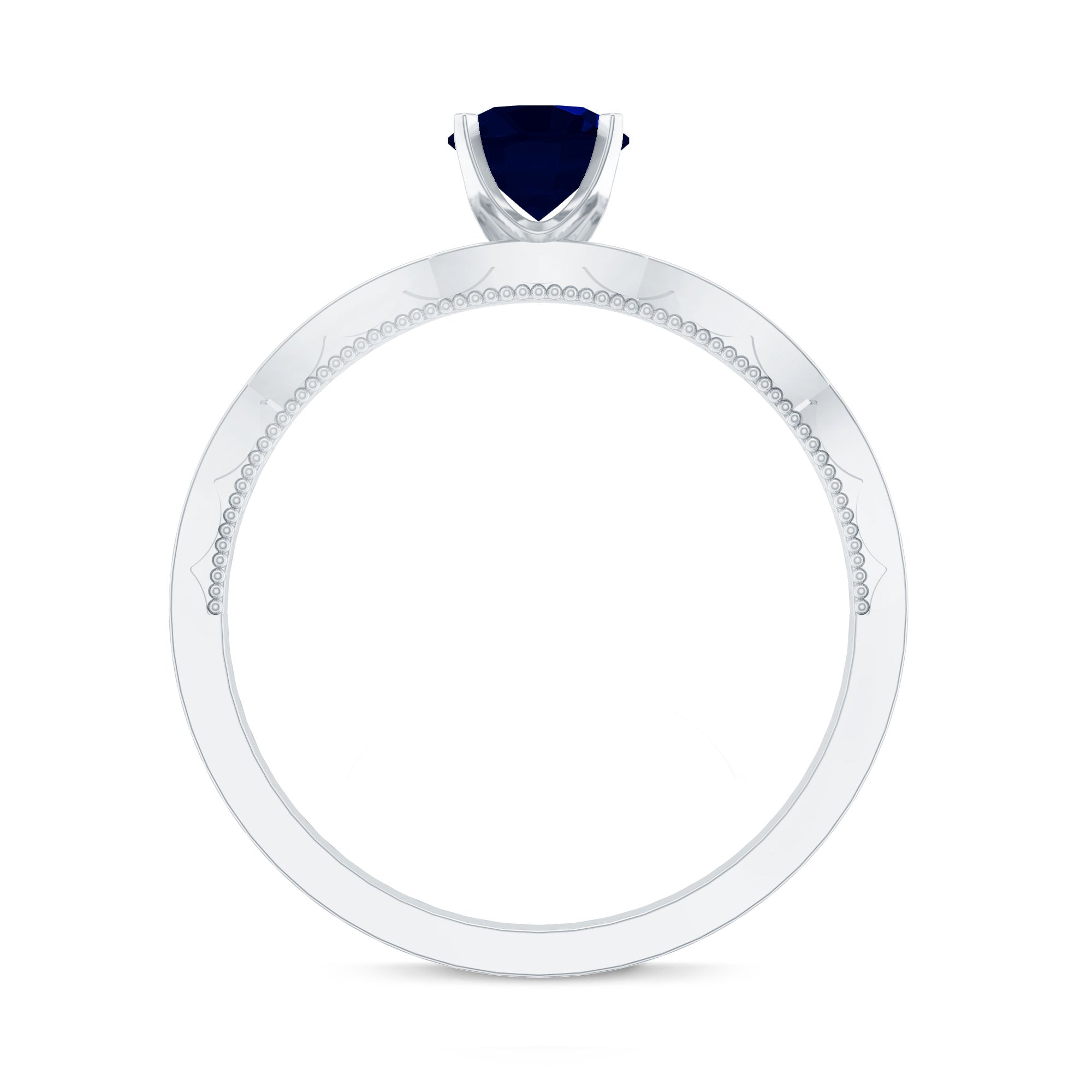 Blue Sapphire Solitaire Engagement Ring with Diamond Side Stones
