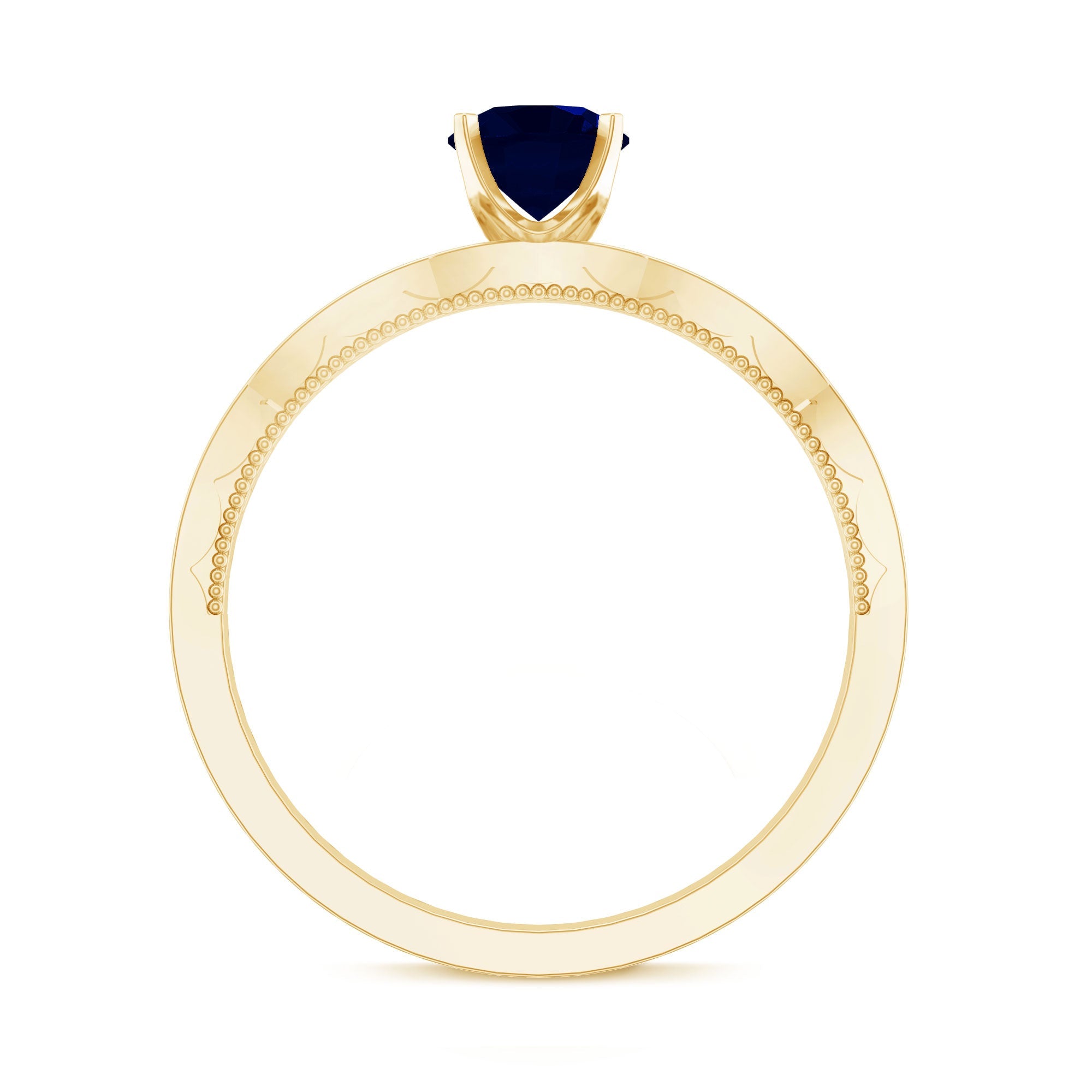 Blue Sapphire Solitaire Engagement Ring with Diamond Side Stones