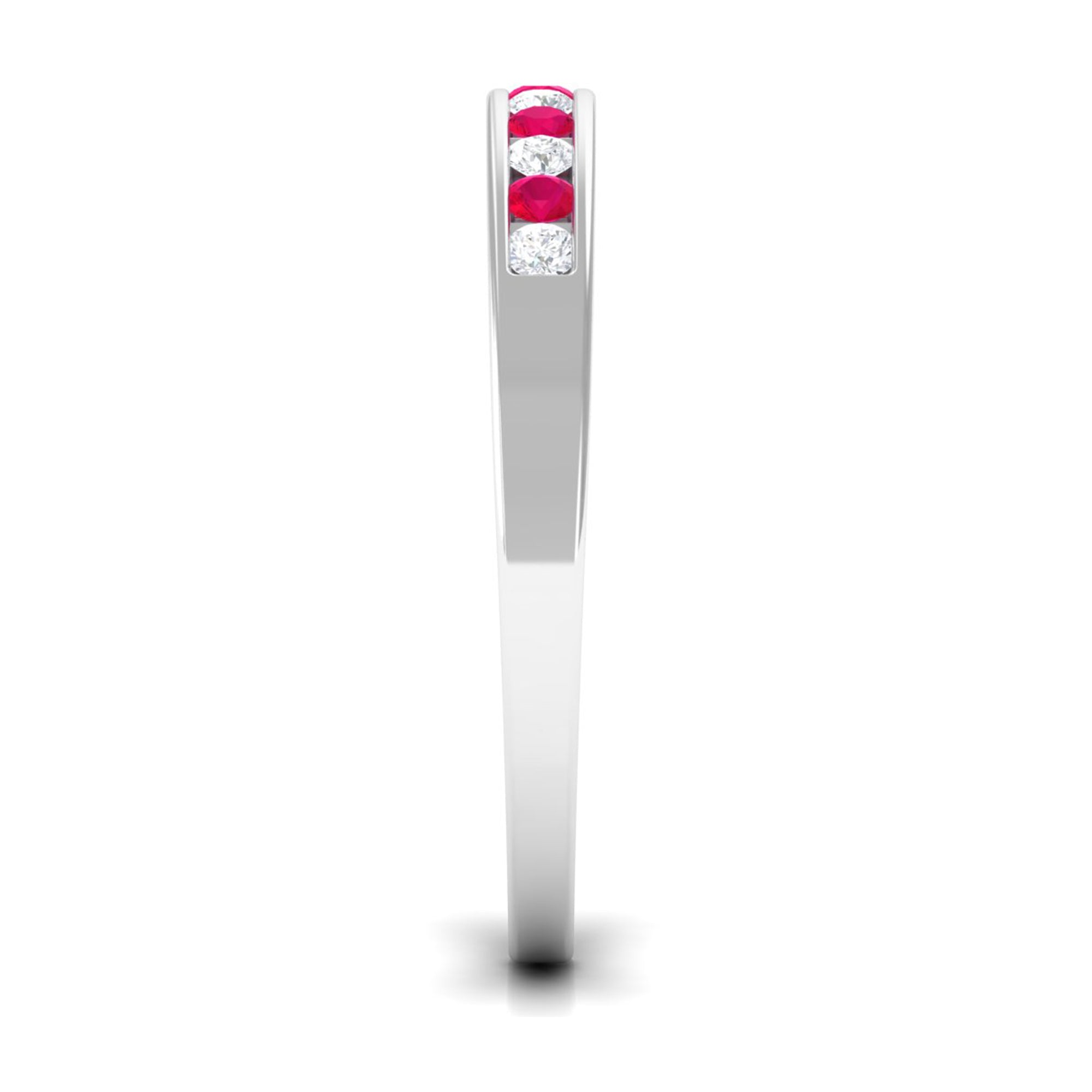 0.5 CT Ruby and Diamond Minimal Band Ring in Channel Setting