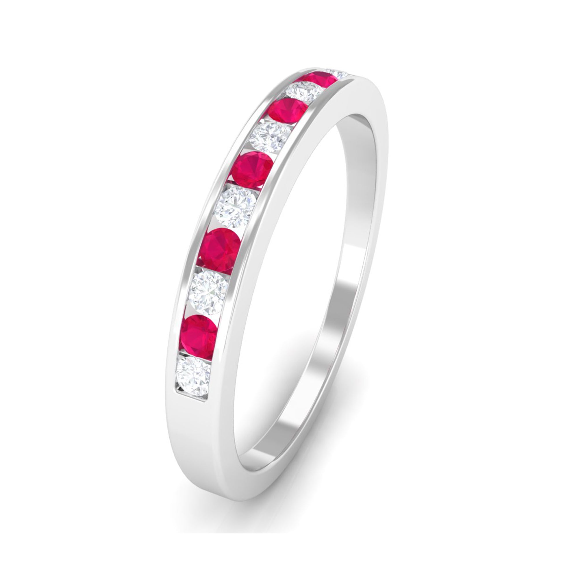 0.5 CT Ruby and Diamond Minimal Band Ring in Channel Setting