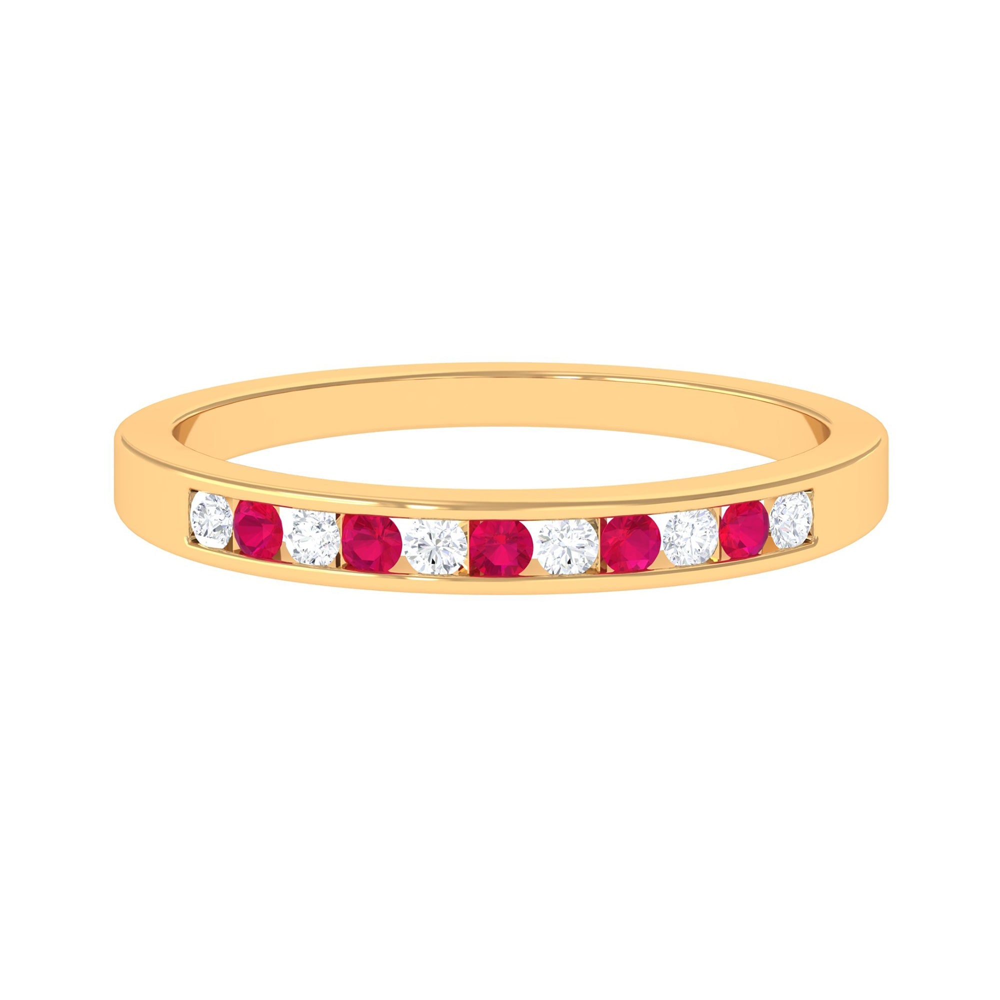 0.5 CT Ruby and Diamond Minimal Band Ring in Channel Setting