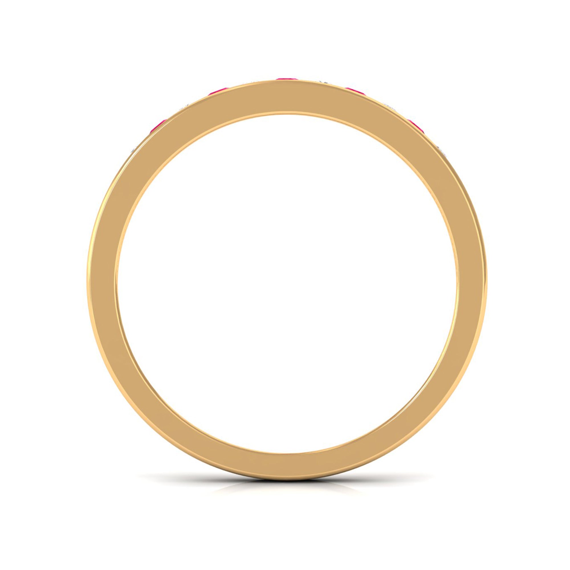 0.5 CT Ruby and Diamond Minimal Band Ring in Channel Setting