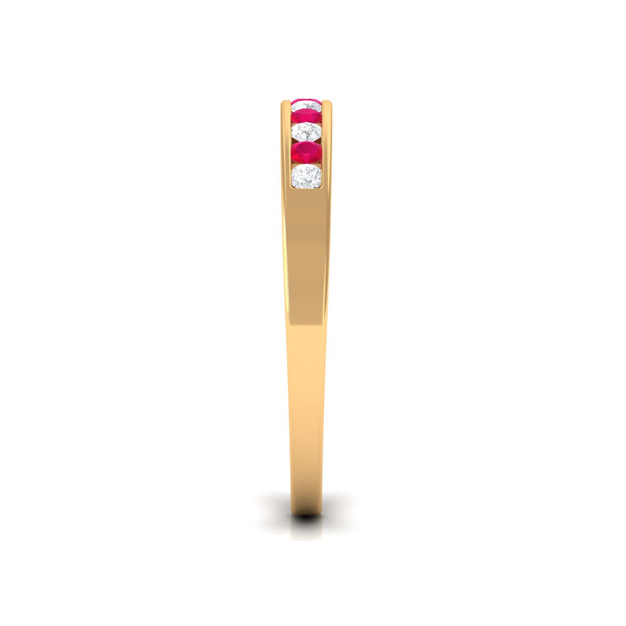 0.5 CT Ruby and Diamond Minimal Band Ring in Channel Setting