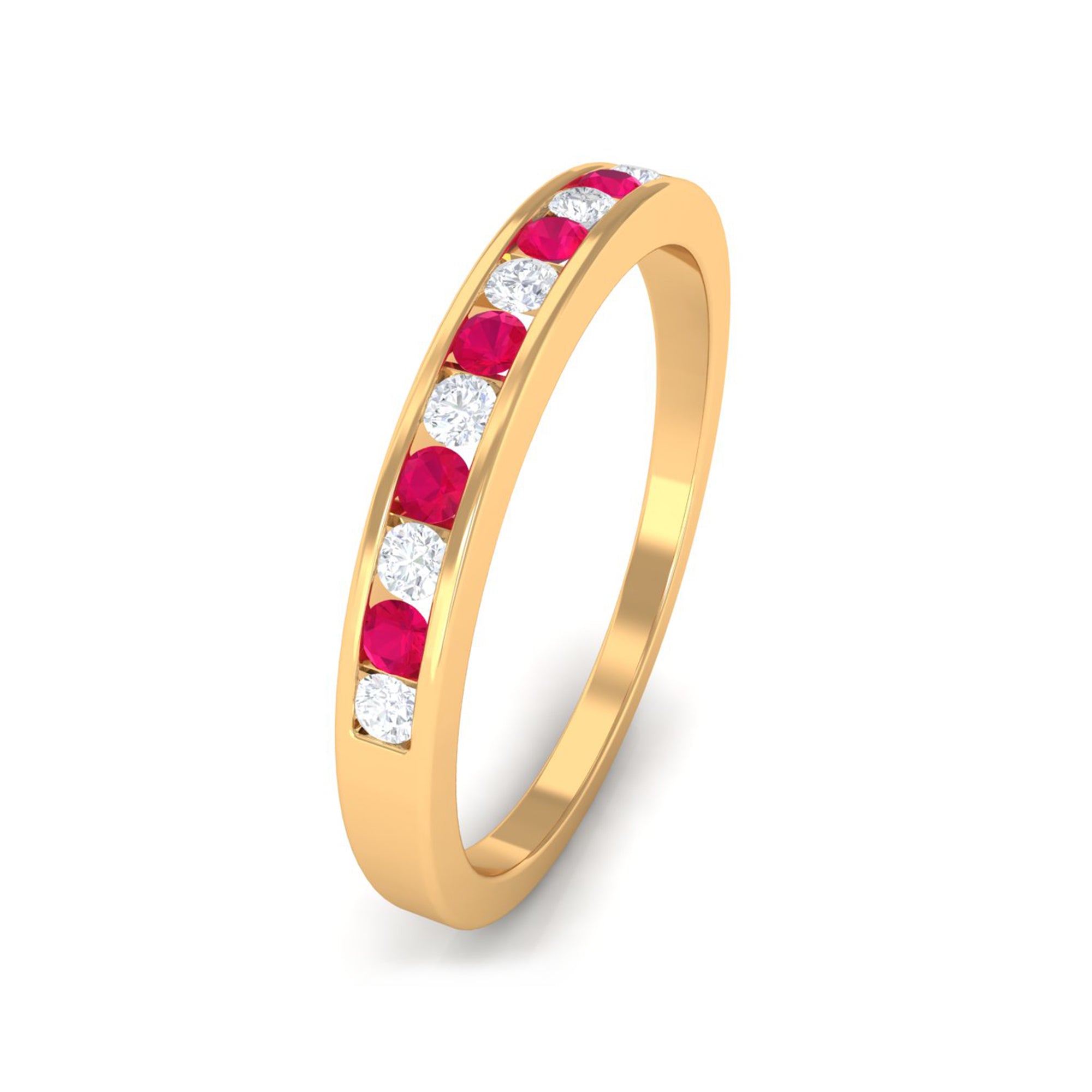0.5 CT Ruby and Diamond Minimal Band Ring in Channel Setting