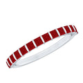Princess Cut Ruby Semi Eternity Ring in Bar Setting
