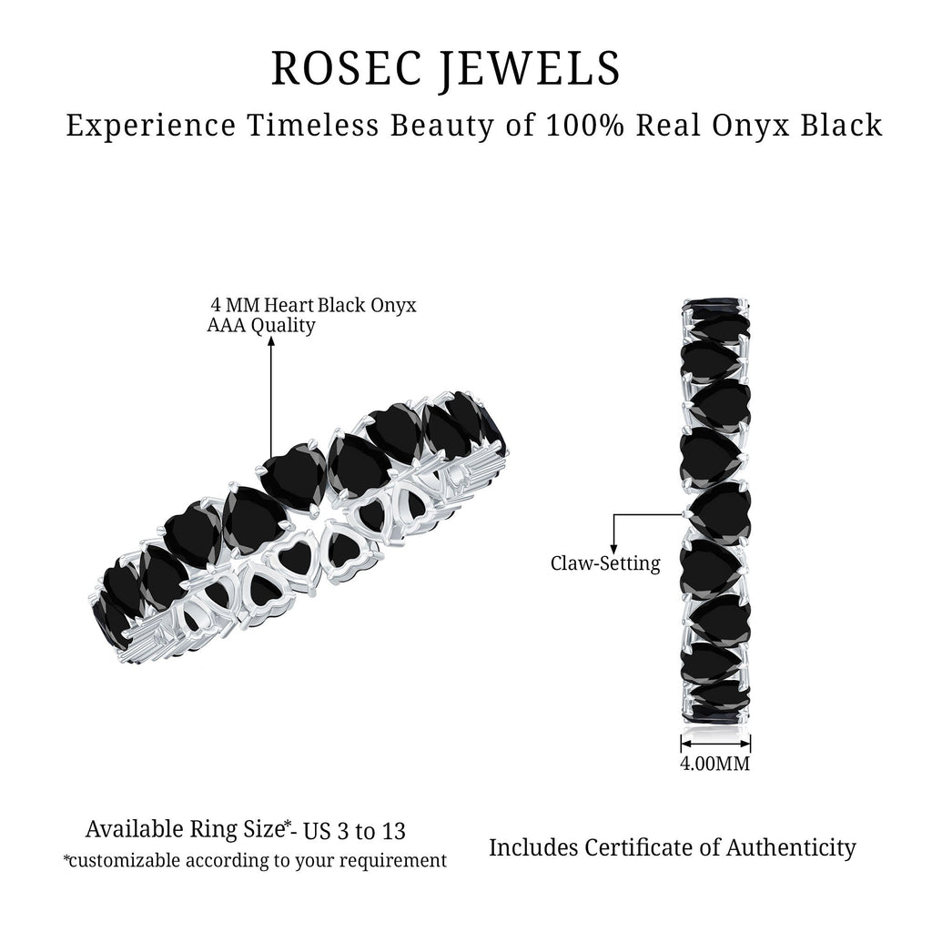 Heart Shaped Black Onyx Eternity Wedding Band