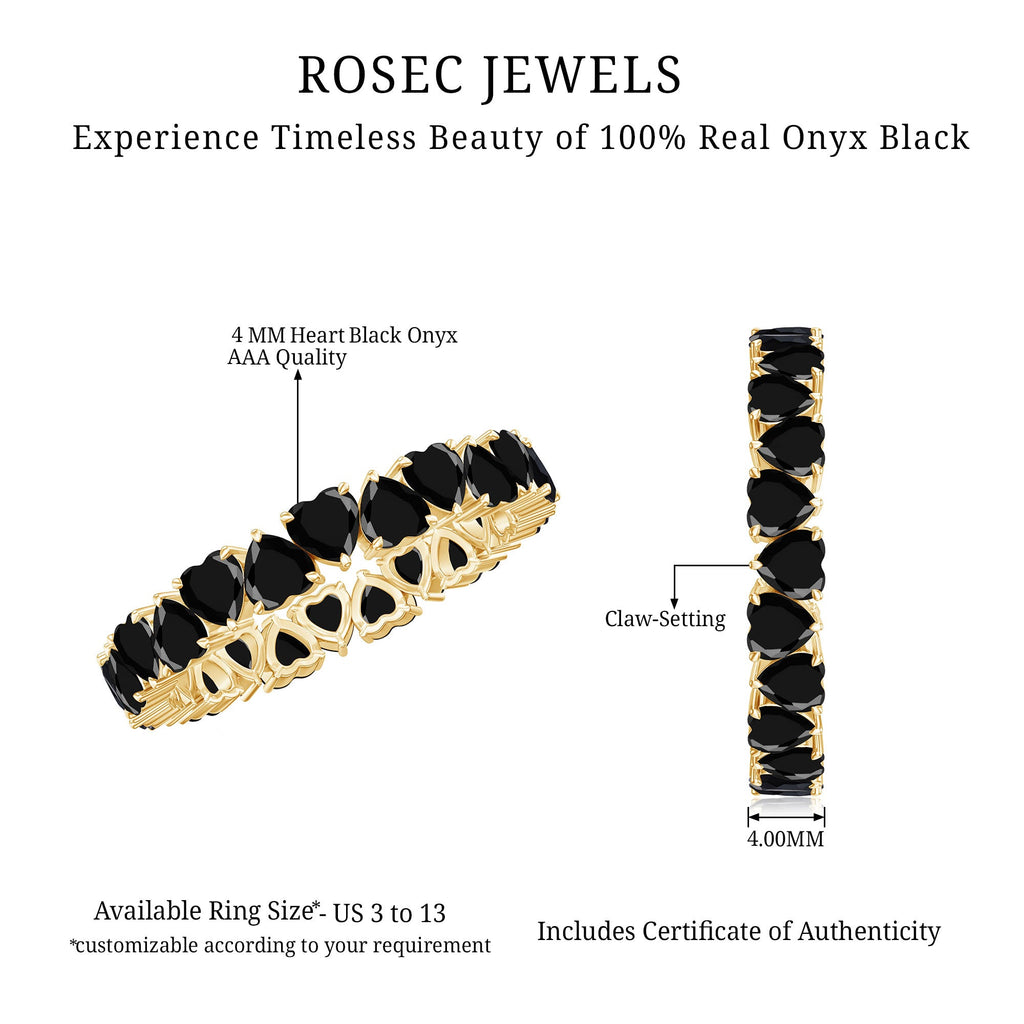 Heart Shaped Black Onyx Eternity Wedding Band