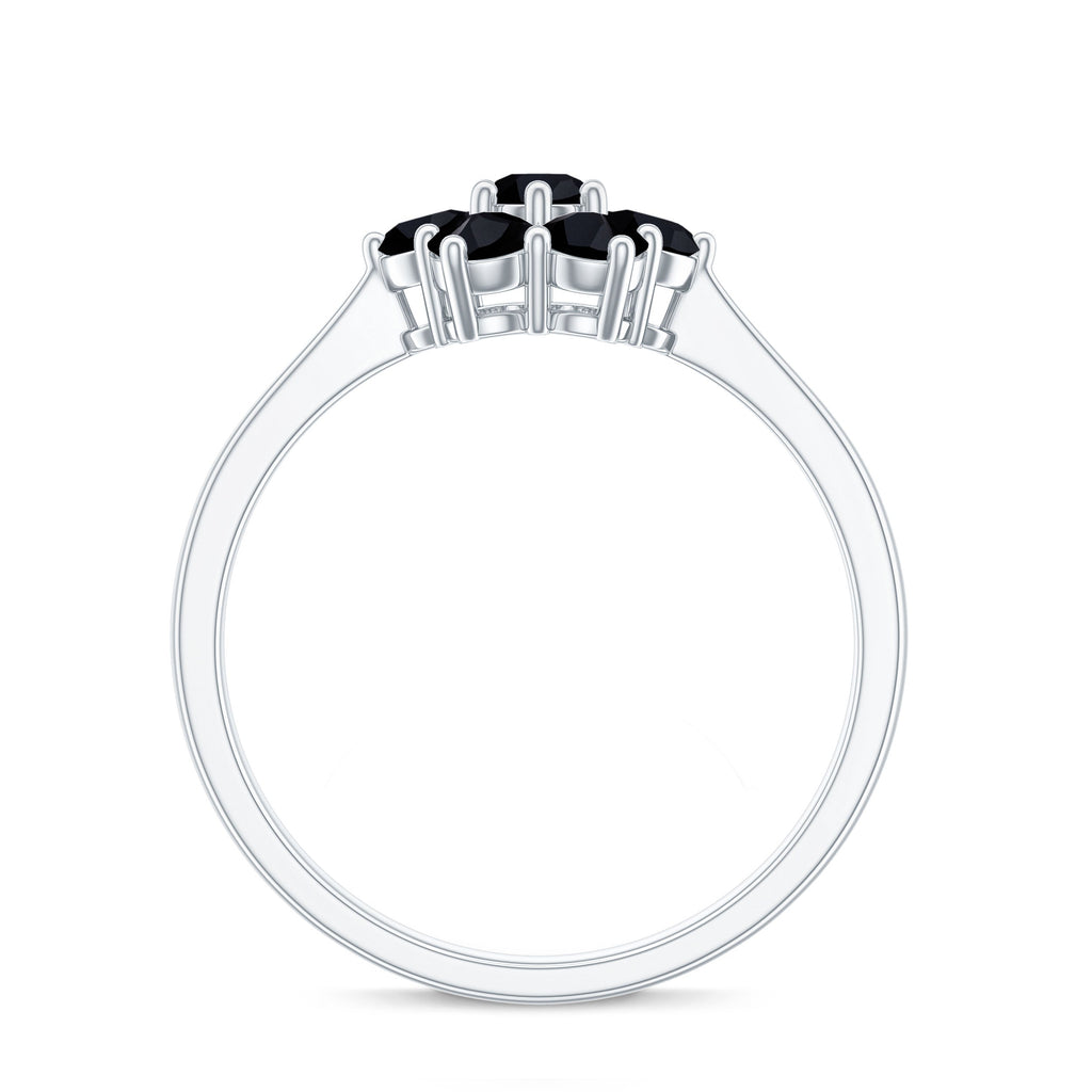 Genuine Black Onyx Flower Engagement Ring With Certificate