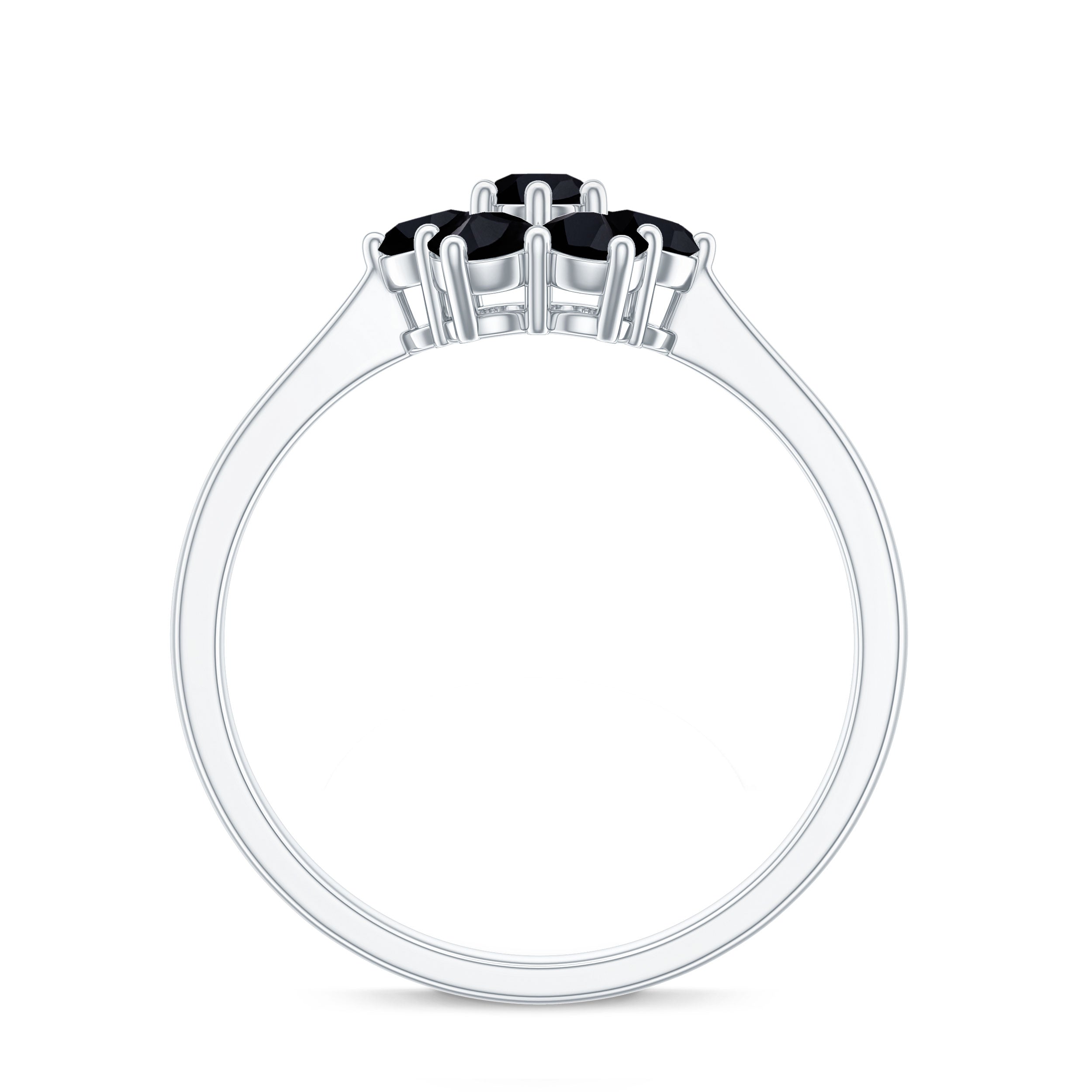 Genuine Black Onyx Flower Engagement Ring With Certificate
