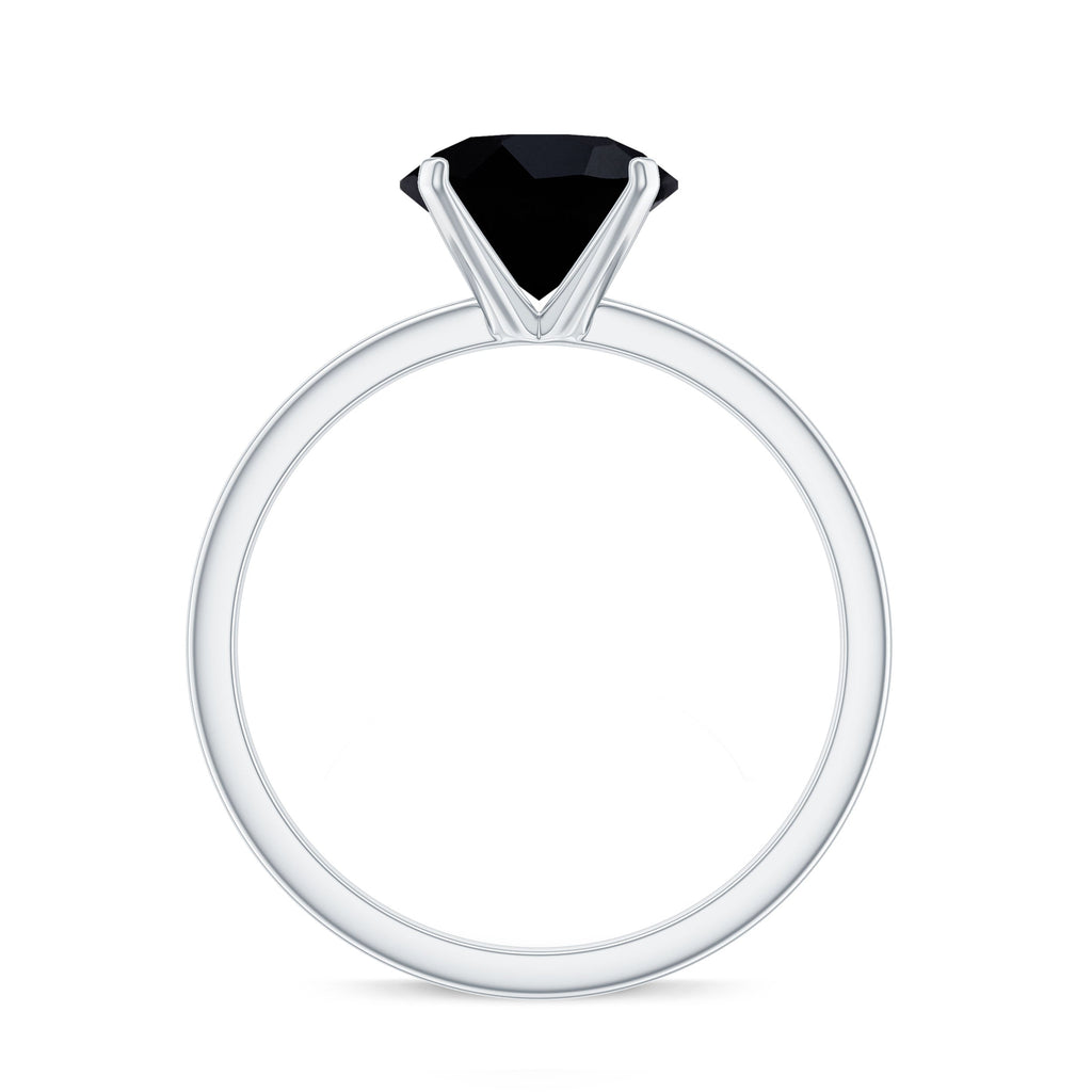 Certified Real 2.5 Carat Black Spinel Solitaire Engagement Ring
