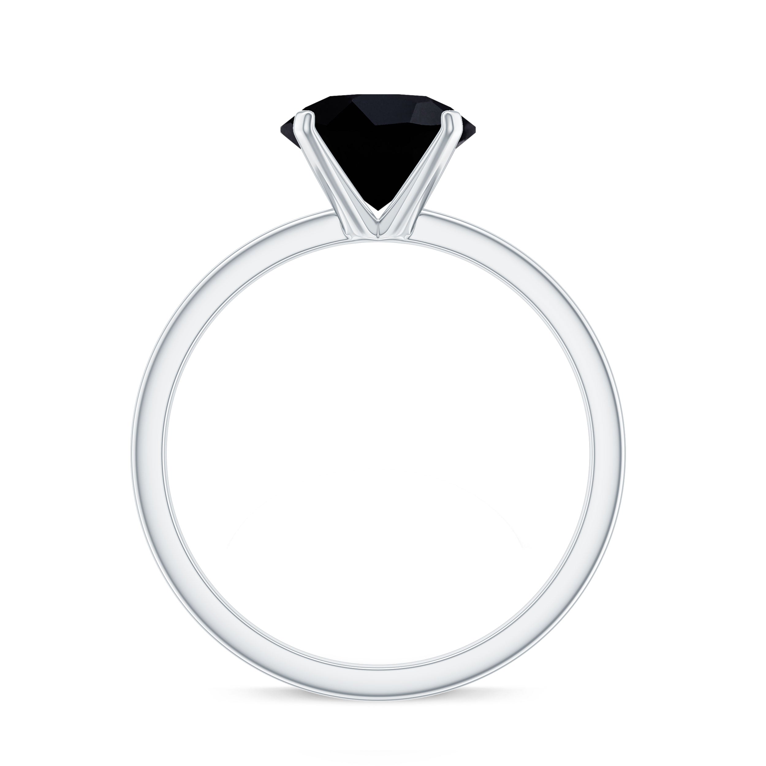Certified Real 2.5 Carat Black Spinel Solitaire Engagement Ring
