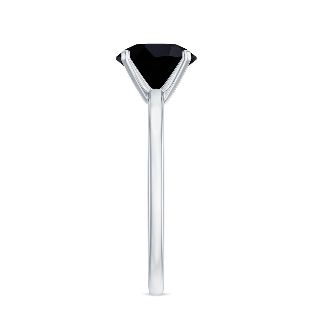 Certified Real 2.5 Carat Black Spinel Solitaire Engagement Ring