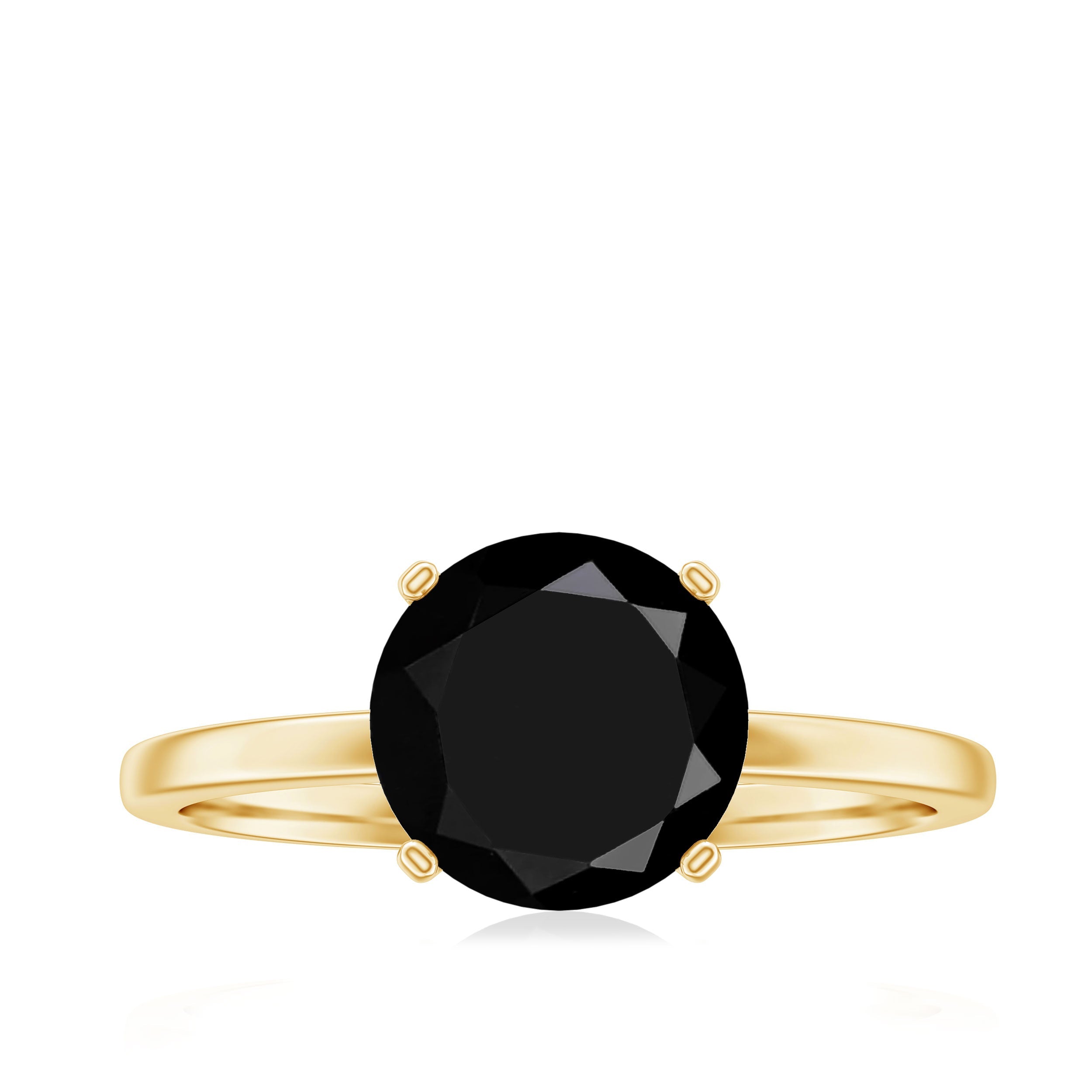 Certified Real 2.5 Carat Black Spinel Solitaire Engagement Ring