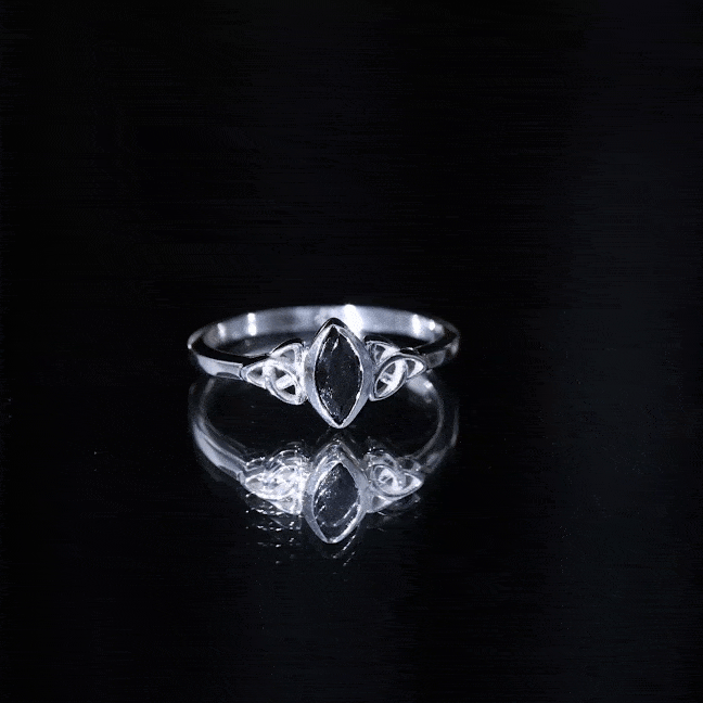 Marquise Cut Lab Grown Black Diamond Celtic Promise Ring