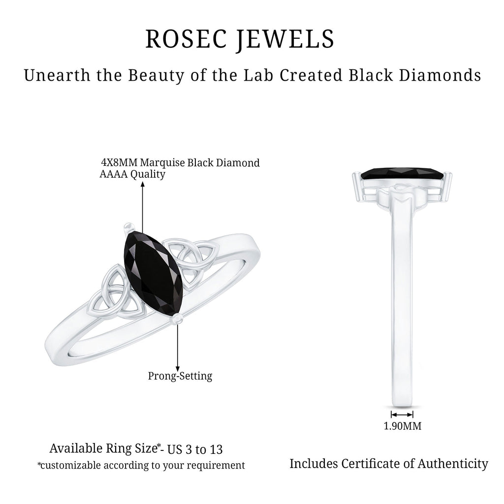Marquise Cut Lab Grown Black Diamond Celtic Promise Ring