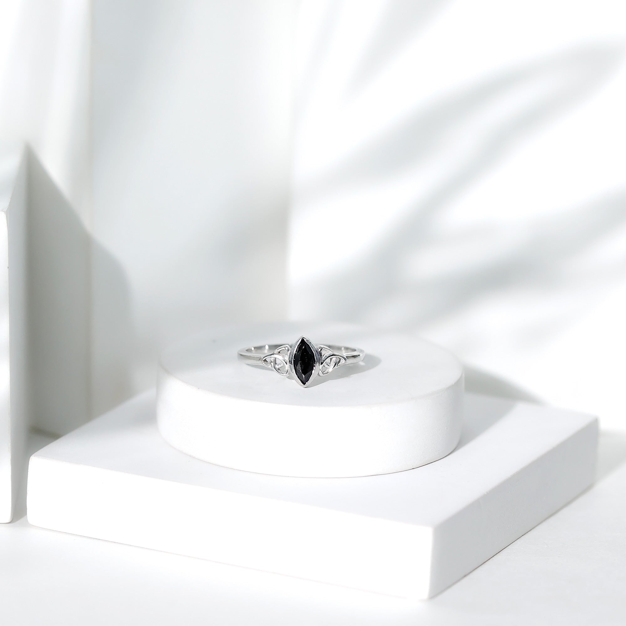 Marquise Cut Lab Grown Black Diamond Celtic Promise Ring