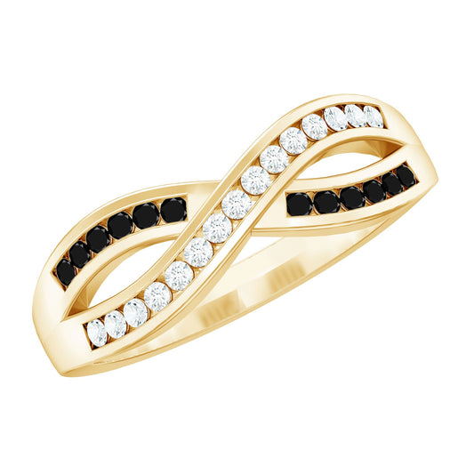 1 CT Channel Set Created Black Diamond Infinity Ring with Diamond