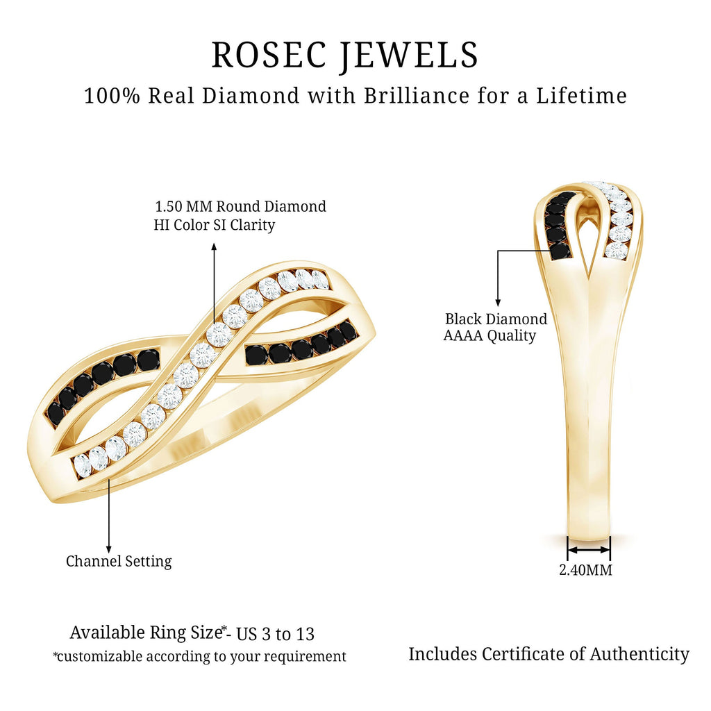 1 CT Channel Set Created Black Diamond Infinity Ring with Diamond
