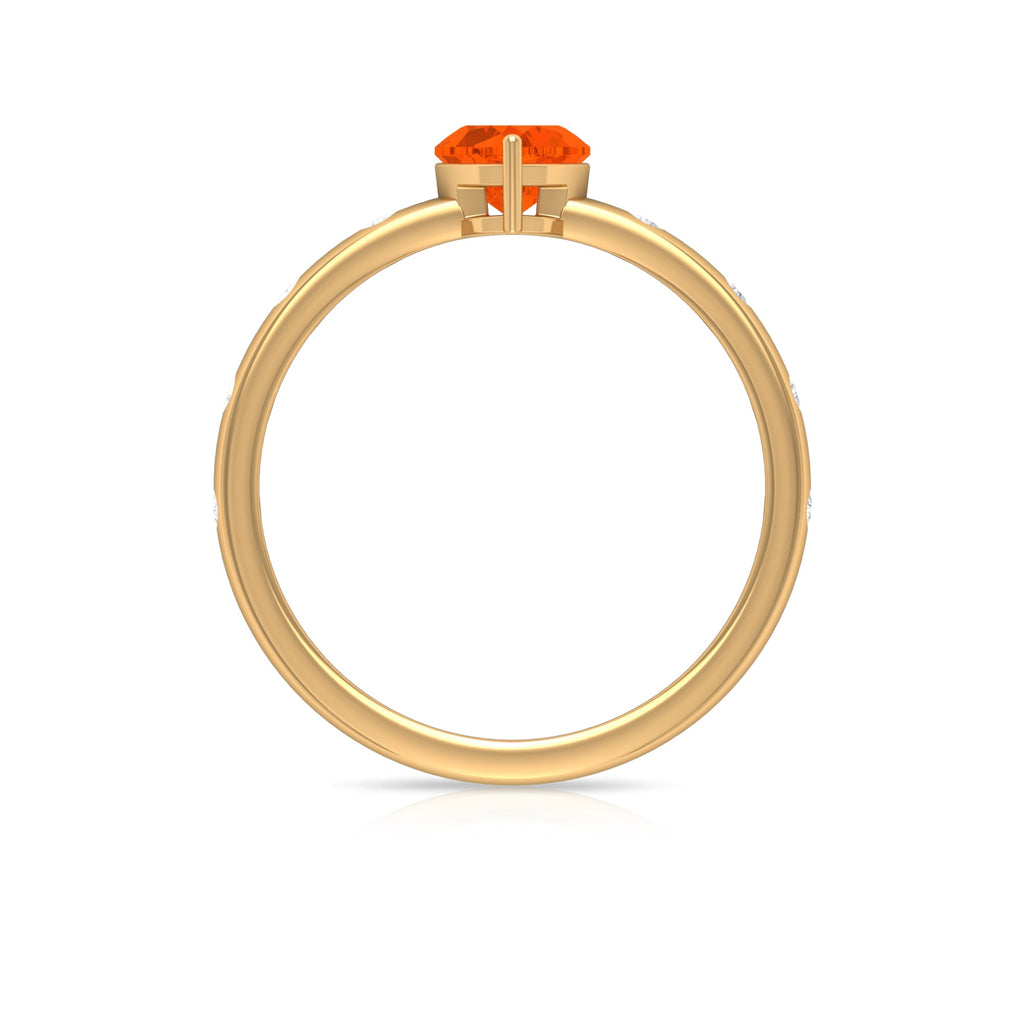 1/2 Carat Fire Opal Heart Engagement Ring with Diamond