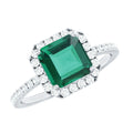 AAAA Quality Lab Created Emerald Asscher Cut Engagement Ring with Diamond