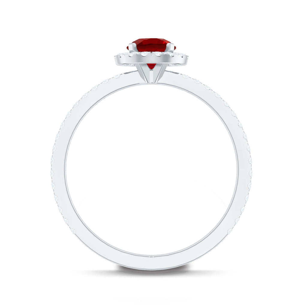 1 CT Minimal Created Ruby and Diamond Engagement Ring