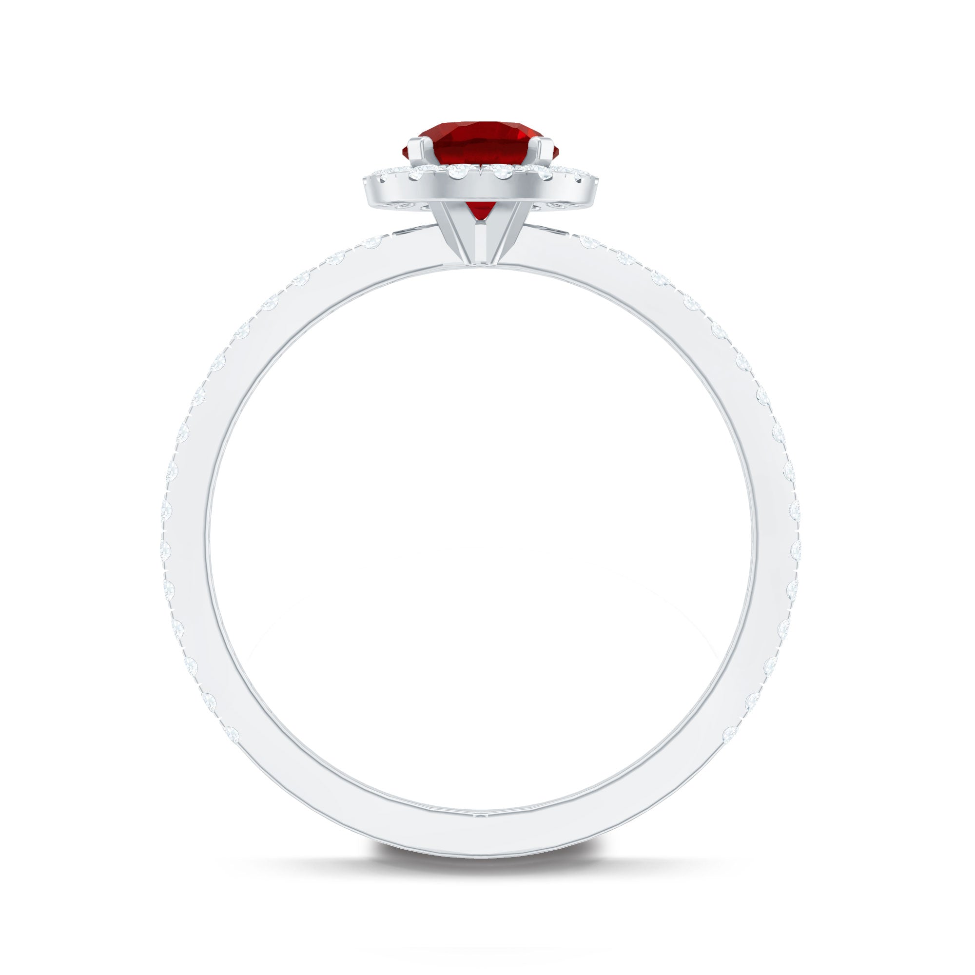 1 CT Minimal Created Ruby and Diamond Engagement Ring